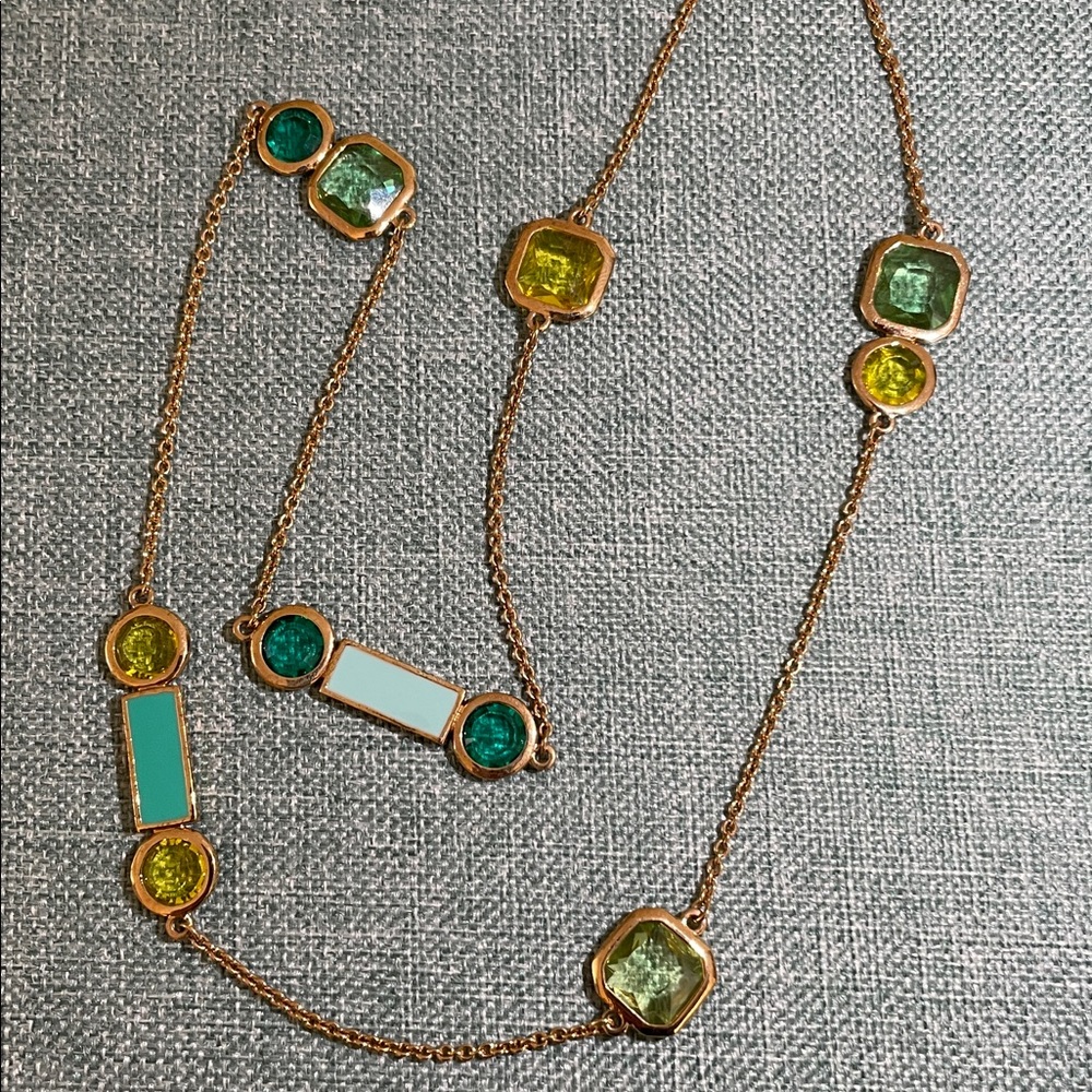 KATE SPADE Light Green Crystal Station Necklace ~Gorgeous